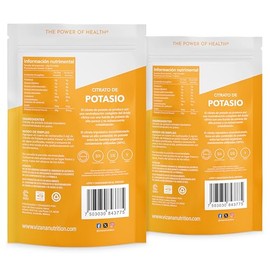 VIZANA NUTRITION | Citrato de Potasio en Polvo (Tripotásico Monohidratado) (Pack-2 Bolsas de 100g c/u), Origen Citrato: Alemania