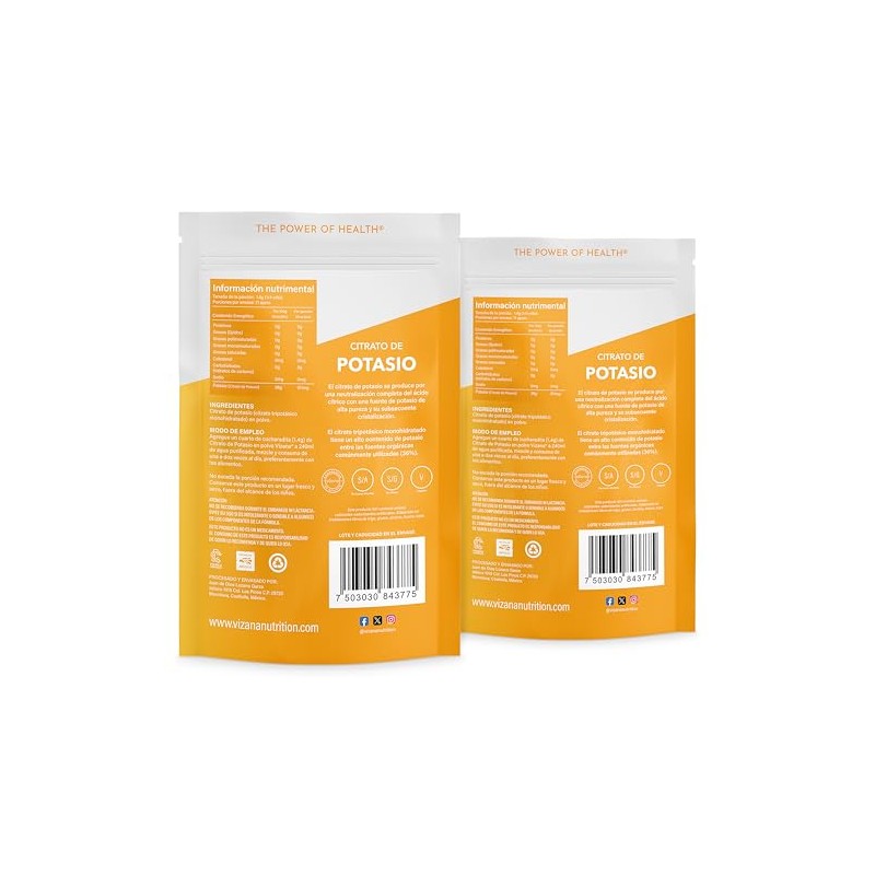 VIZANA NUTRITION | Citrato de Potasio en Polvo (Tripotásico Monohidratado)