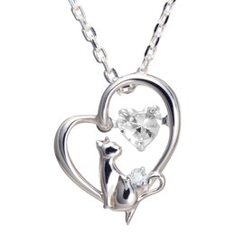 Mirai - Tenshi Ladies' Necklace, Dancing Stone, Cat, Heart, Silver Pendant, Birthstone, Accessory