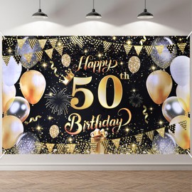 ANOMM 50 Anni Striscione di Compleanno, Compleanno Decorazioni-180 * 110 cm