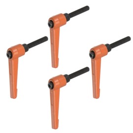 sourcing map 4pcs Adjustable Clamping Lever Handles M6 x 30mm Male Thread Bolt Knobs Rotating Screw Locking Quick Release Ratchet Push Button Handle, Orange