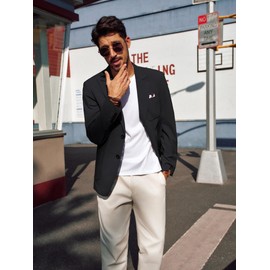 PJ PAUL JONES Men's Classic Suit Jacket Sporty Leisure Blazer 2 Buttons Modern Suit Jacket, black