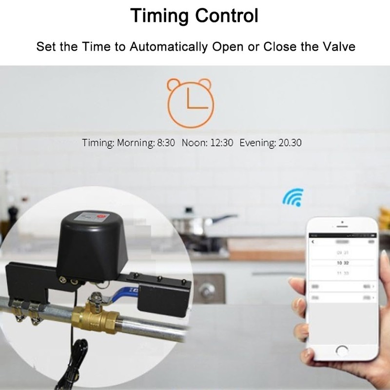Intelligent Valve Control, Wireless WiFi or Bluetooth Remote Control, Timer