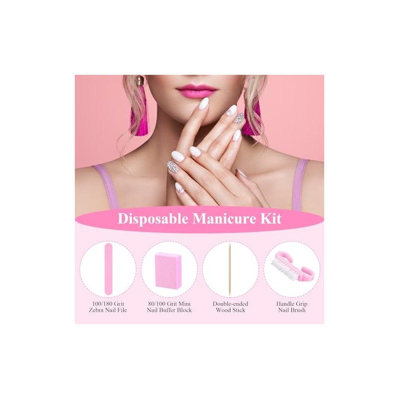 Juego de 100 juegos de manicura profesional desechables, kit básico