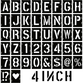 4 Inch Letter and Number Stencils,Letters and Numbers Stencil Kit,42 Pcs Reusable Alphabet Templates Interlocking Stencil Kit for Painting on Wood,Wall,Fabric,Rock,Sign,DIY Art Projects(4INCH/42PCS)