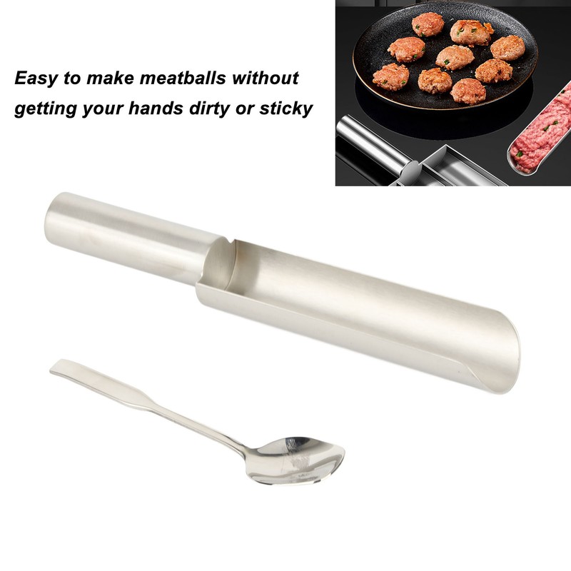 Meatball Maker with Cutting Spoon Stainless Steel Meat Baller Spoon