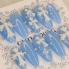 Blue Serenity Cross Handmade Nail Tips - Square S /