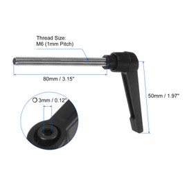 sourcing map 2pcs Clamping Lever Handles, M6 x 80mm 304 Stainless Steel Threaded Male Stud, Adjustable Handles Locking Quick Release Ratchet Push Button Bolt Knobs, Black