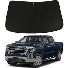 D-Lumina Windshield Sun Shade Compatible with GMC Sierra 1500 2500 3500 2019 2020 2021 2022 2023 2024 2025 - Upgraded 3 Layers 240T Material, Foldable Front Window Sun Shield Protector