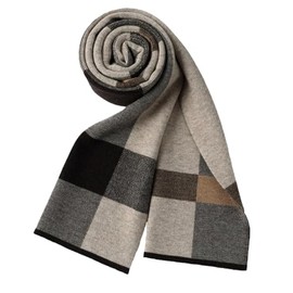 Lifup Men's Scarves Thick Cashmere Scarf, Warm Autumn and Winter Scarf, Men's Classic and Elegant Plaid Scarves, brown