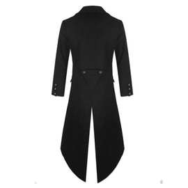 Runcati Men's Gothic Tailcoat Steampunk Jacket Victorian Carnival Costume Cosplay Tuxedo Medieval Frock Coat Fashion Outerwear, black