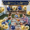 Navy Blue Gold 60th Birthday Banner, 18PCS Balloons, Outdoor Decor