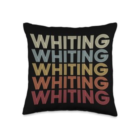 Whiting Indiana Whiting IN Retro Vintage Text Throw Pillow, 16x16, Multicolor