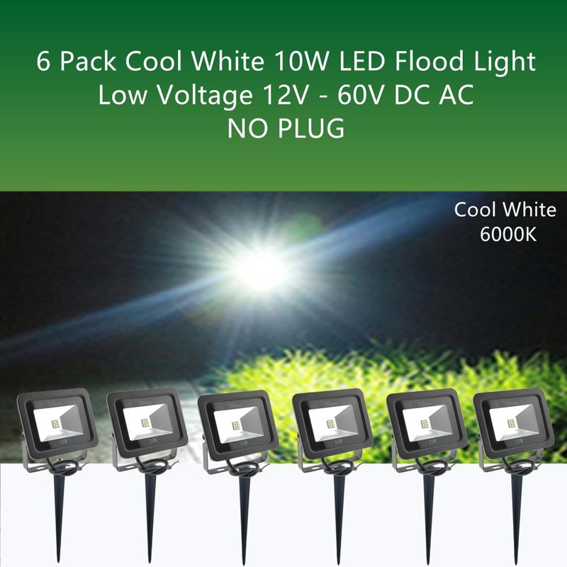 ZSGoes 6 Pack Cool White 10W LED Flood Light Outdoor