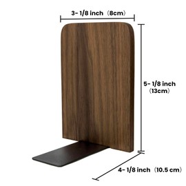 Aspire 1 Pair Small Black Walnut Bookends, Non-Skid Book Ends for Heavy Books, Wood Book End Supports for Shelves and Books