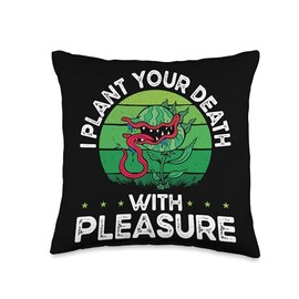Vivid Dionaea Muscipula Carnivorous Plant Enthusiast Meat Throw Pillow