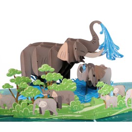 HALATADA Elephant Pop Up Card for Mom,6"x 8" Mother Birthday from Daughter, Son, Kids, Husbands, Mothers Day Card, 3D Popup Anniversary Greeting Card for Women, Wife