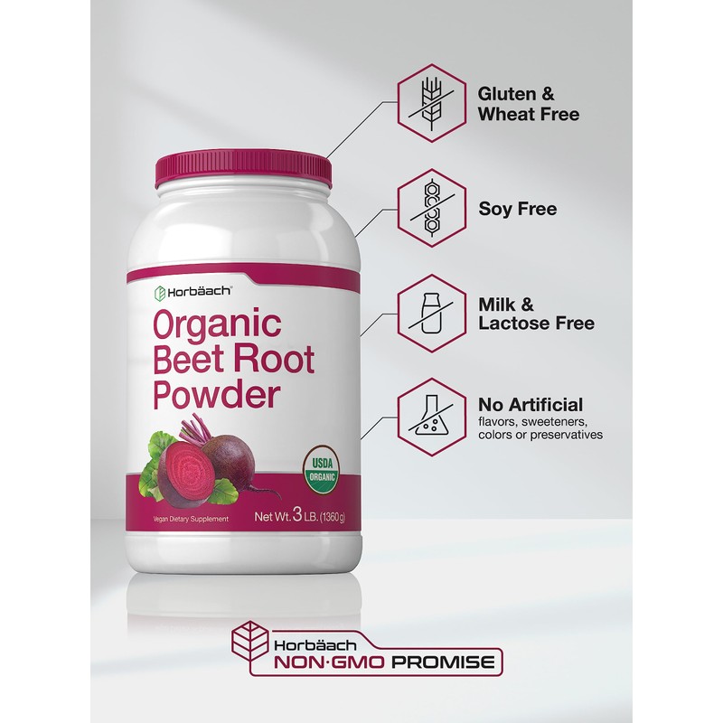 Horbäach Organic Beet Root Powder | 3lb Bulk Supplement |