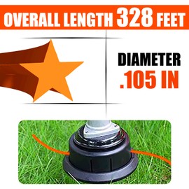 COSY GARDEN TOOLS String Trimmer Line, Commercial Grade Orange Pentagon Weed Eater String, Premium Nylon Universal 0.105" Diameter x 328'