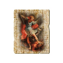 Fratelli Bonella | Wooden Picture Contoured Vintage Style of San Michele 19x24cm | Made in Italy