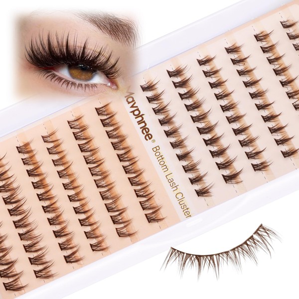 Mavphnee Bottom Lash Clusters Brown Eyelash Extensions Lower Individual Lashes