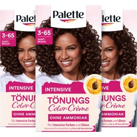 Palette Tint Cream 3-65 Velvet Brown (3 x 115 ml), Temporary Colouration without Ammonia for Gentle Grey Hair Coverage, Hair Colour for Gradual Washing, Lasts up to 28 Hair Washes