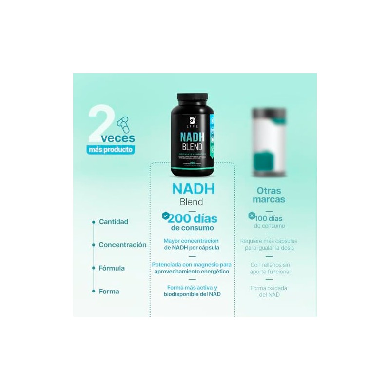 Life Nadh 200 Cápsulas Días Consumo Veces Más Producto Otros