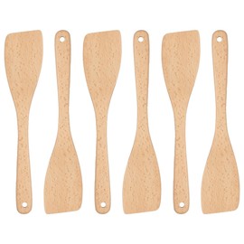 Argon Tableware Wooden Spatula - 30cm - Pack of 6 - Long Heat Resistant Non-Stick Utensils Kitchen Serving Paddle Mixing Turner for Cooking, Baking, Stirring