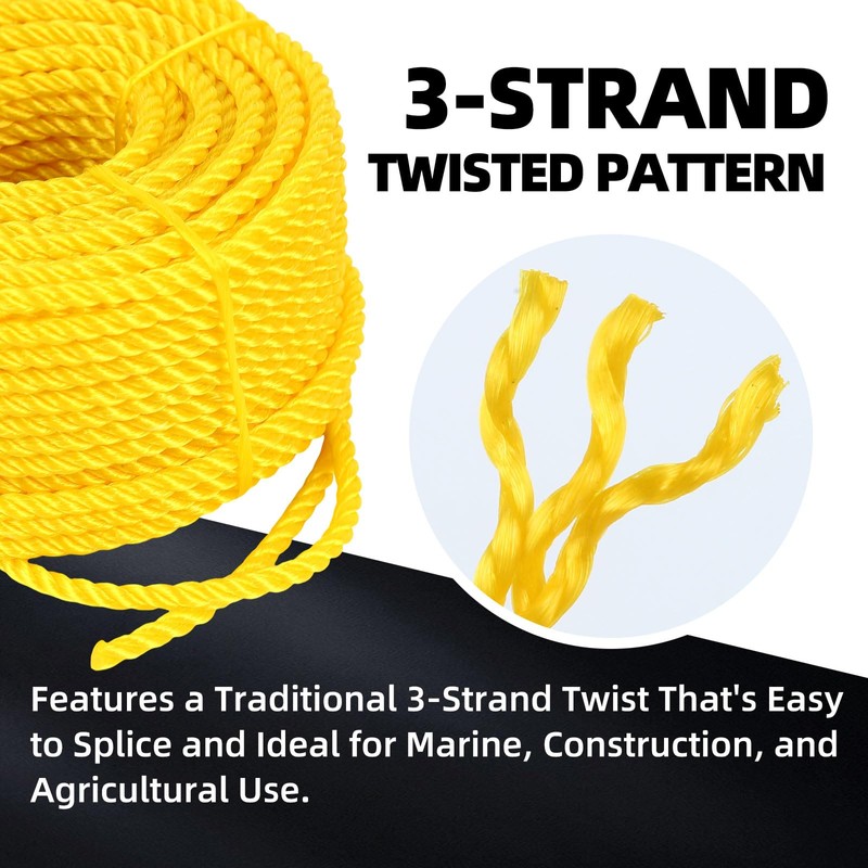 Polypropylene Rope - Bright Yellow, 1/4" x 100ft - All-Purpose