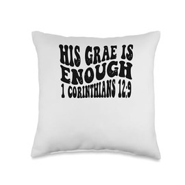 1 Corinthians 12 9 His Grace Is Enough Retro Vintage Christi Throw Pillow