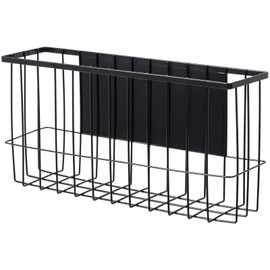 Yeeco Magnetic Basket Organizer,Black Mesh Holder Magnetic Book Shelf Strong Magnetic for Fridge, Refrigerator Office File Foil,Black, 14.1x 3.9x 7 Inches