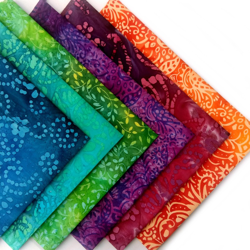 Blended Batiks Fat Quarter Fabric Bundle - 6 Fat Quarters