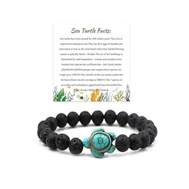 tenghong2021 8mm Sea TurtleTurquoise Stretchy Elastic Bracelets for Women Men Boho Beach Turtle Stretch Natural Stones Beaded Bracelet Gifts for Women Gifts Jewelry-D