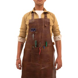 RAJERIYA Leather Welding Work Apron for Men & Women for Woodworkers Blacksmiths with Tool Pocket, Gardening, BBQ, Artist, Carpenter, Chefs apron(Single Pocket)
