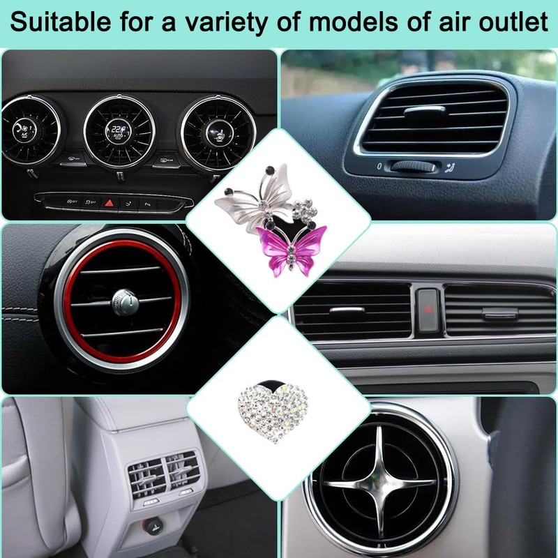 findTop 4 Piezas Clips de Ventilación de Coche, Female Bling