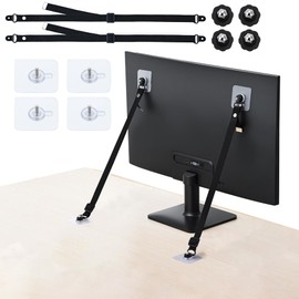 KOVOSCH 2 Pack TV Safety Straps Adjustable, Adhesive Anti-Tip Furniture Anchor for Flat Screen, TV and Furniture Safety Straps for Baby Proofing, Black