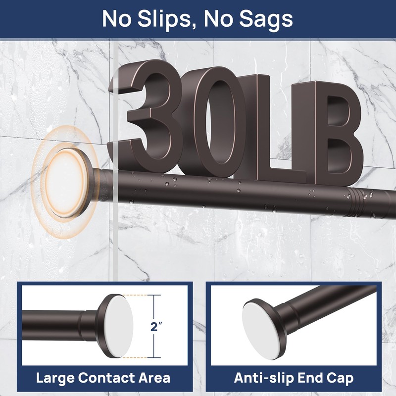 ENJOYBASICS Shower Curtain Rod 30 to 76 Inches, Stainless Steel