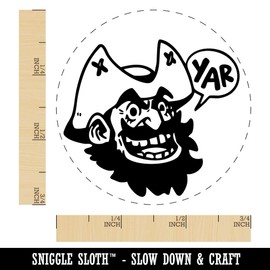 Yar Pirate Head Hat Agreeing Speech Bubble Rubber Stamp for Stamping Crafting Planners - 3/4 Inch Small