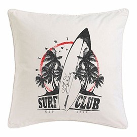 Reifen-Markt Cushion Cover 40 x 40 cm Surf Club Florida Surfboard Longboard Wave Beginner Shop Microfibre in White