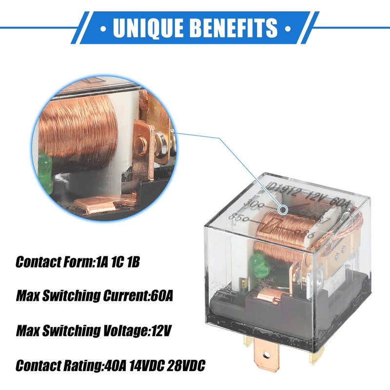 A ABSOPRO Waterproof Relay DC 12V 60A 4 Pin Relay