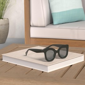 Freckles Mark Thick Fashion Butterfly Sunglasses for Women Trendy Round Cat Eye Sun Glasses (Black+Black Tortoise, 45)