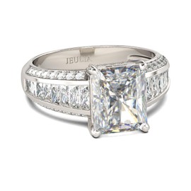 Jeulia Ladies Sparkly Cut Sterling Silver White Cubic Zirconia Diamond Bridal Proposal Engagement Ring Anniversary Infinity Jewelry with Gift Box, Sterling Silver