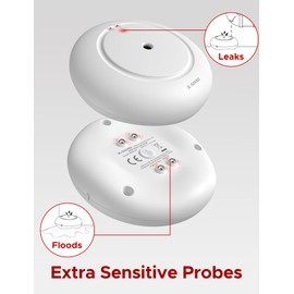 X-Sense Wi-Fi Water Leak Detector, Smart Water Sensor Alarm, Water Detector Alarm with 1700 ft Transmission Range for Kitchens, Basements, Bathrooms, 3 Water Detectors & 1 Base Station, SWS54