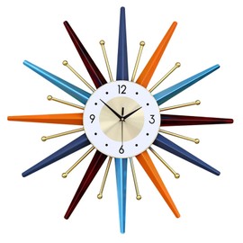 YTCYKJ Starburst Large Wall Clock Metal Decorative,Mid Century Wall Clocks, Silent Non-Ticking Battery Operated Wall Clocks Home Décor for Living Room,Bedroom,Dining Room, Office, 22 inch