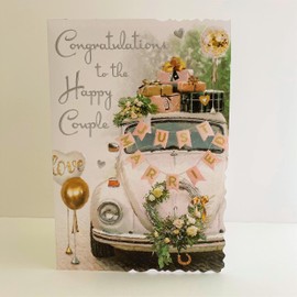 Jonny Javelin Congratulations To The Happy Couple Wedding Day Card - Wedding Car