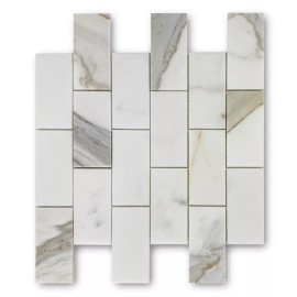 Stone Center Online G64XH Calacatta Gold Calcutta Marble 2x4 Brick Subway Mosaic Tile Honed