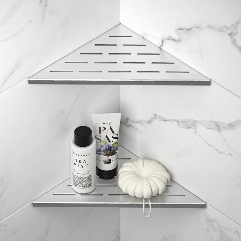 Bernkot Corner Shower Shelf 304 Stainless Steel, Recessed Corner Shelves