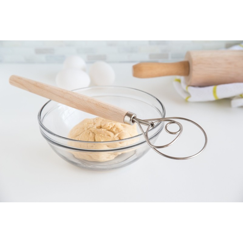 Fox Run 5836 Danish Dough Whisk, Stainless Steel/Wood