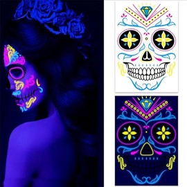 Halloween Tatuajes Temporales de Cara, Tatuajes Temporales de Halloween para Prop Cosplay Halloween Tatto