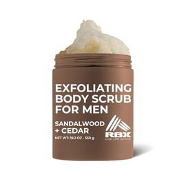 RBX Exfoliante corporal para hombres con manteca de karité vitamina A y C, exfoliante corporal hidratante para una piel sana